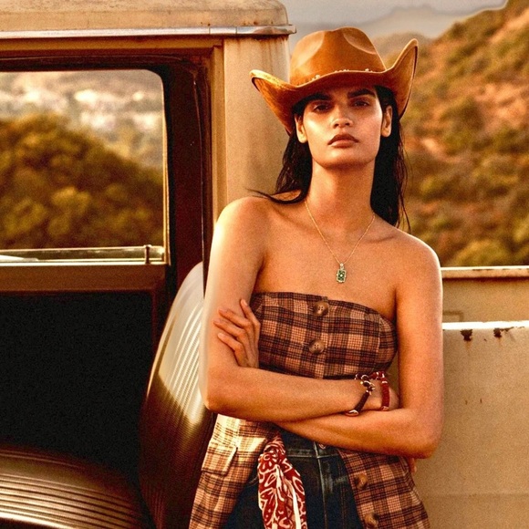 NWT SOLD OUT By Anthropologie Faux-Suede Rancher Hat in Honey Brown OS - Picture 2 of 14